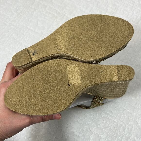 Colin Stuart neutral crochet ankle strap Espadrilles wedges size 7.5 - Picture 9 of 15